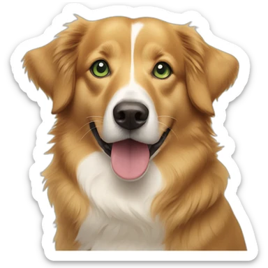 Swimming Duck tolling retriever corgi mix green eyes sticker