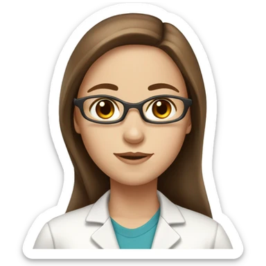 Laboratory girlie, white complexion, long brown hair, brown eyes sticker