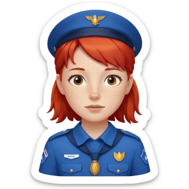 scout girl with blue scout uniform, red  haired sticker