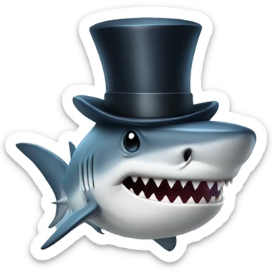 Shark with a top hat sticker