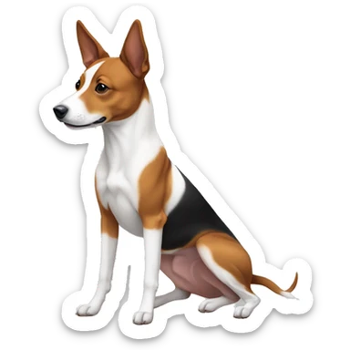 Tricolor Basenji full-length dog sideways sticker