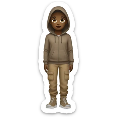 Light brown hoodie and cargo pants outfit sticker