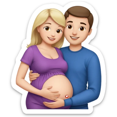 Femme enceinte homme fais bisous sur le ventre sticker