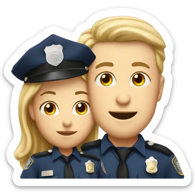 White male and female cops kissing sticker
