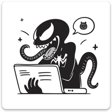 Venom in Notion-style hand-drawn doodles sticker