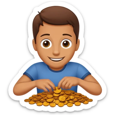 Person picking up pennies sticker