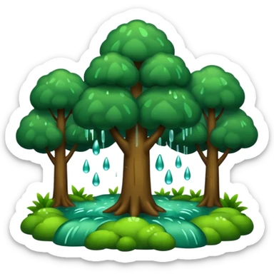 a forest were raining heavily  sticker
