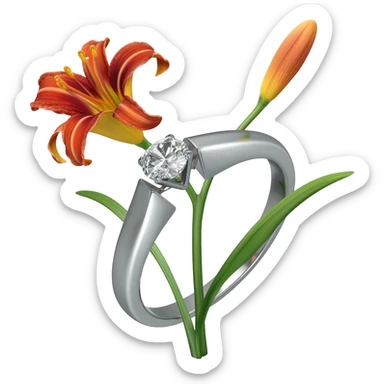 diamond ring with spider lily plant sticker