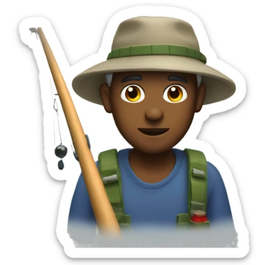 A white dad with a bucket hat fishing  sticker