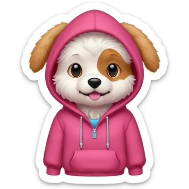 pink dog with a red hoodie sticker