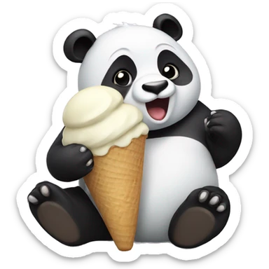 Panda eating ice cream sticker