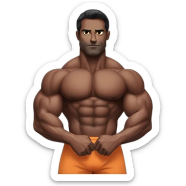 dark skinned Indian bodybuilder with Arnold back pose sticker