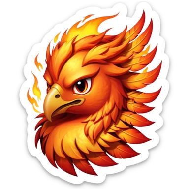 Cinematic Battle-Hardened Mystical Fire Phoenix Portrait Emoji, head tilted dramatically with a defiant, almost mocking smirk. Featuring a striking, rugged form with intensely scarred, flame-scorched feathers and eyes that burn with warrior-like fury, this phoenix embodies unapologetic badassery. Rendered with vibrant, lifelike textures and dynamic, contrasting shadows, high shine, and a bold soft glowing outline, it captures the essence of a phoenix ready to rise and scorch any challenge with battle-hardened might. sticker