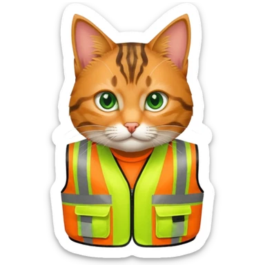 tabby cat in hi-vis clothing facing right sticker