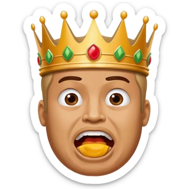 man with a burger king crown sitting down yelling sticker