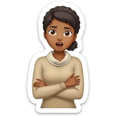 Black girl crossing arms holding neck yelling sticker