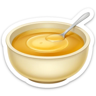 a bowl of golden broth, minimal, smooth, no spoon, simple, clear sticker