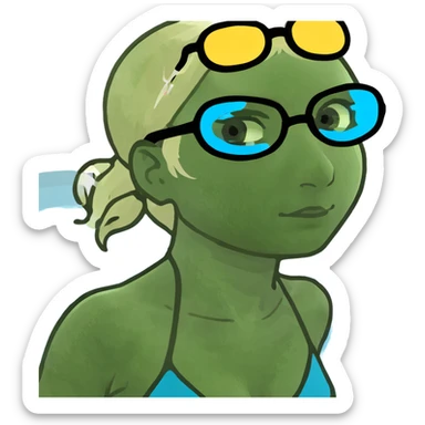 beautiful blonde girl swim in pool sticker