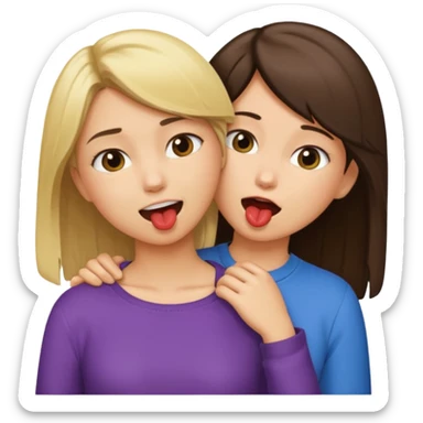 blond girl biting brunette girls neck sticker