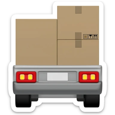 A truck with 3 cardboard boxes loaded on the back sticker