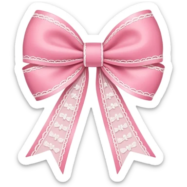 coquette thin bow pink with white lace  sticker