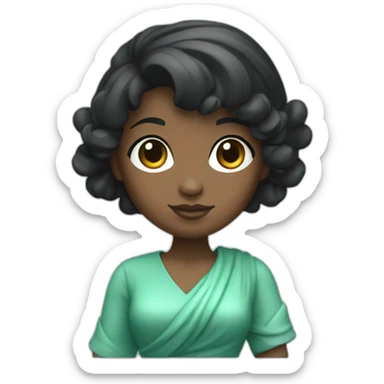 cute black hair girl statue of liberty sticker