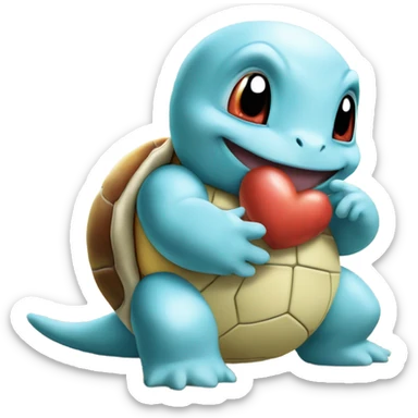 Squirtle sending a kiss sticker
