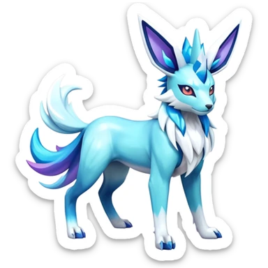 Shiny Colorful Iridescent Cobalion-Suicune-Glaceon-fakemon (full body) sticker