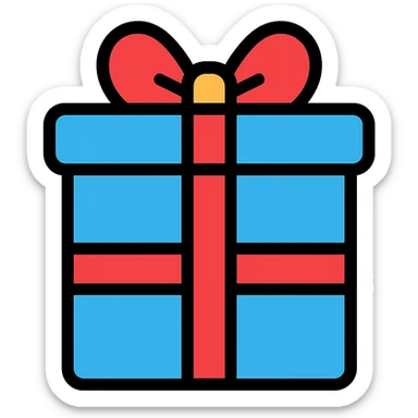 blue gift box with ribbon sticker