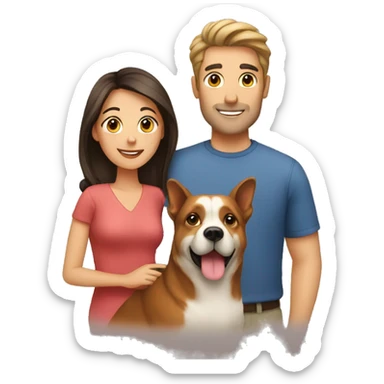 Husband and wife with pets sticker