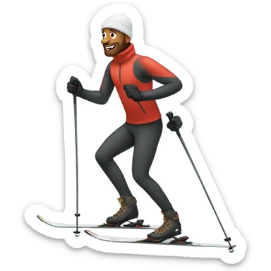 A man in leggings cross country skiing sticker