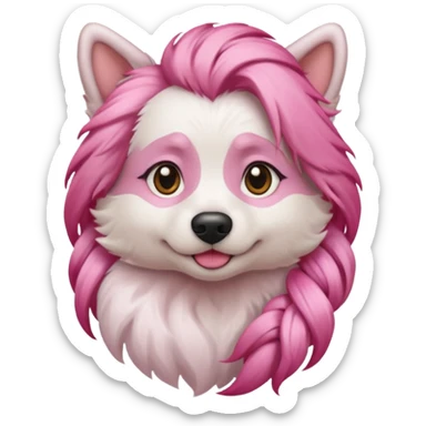 braided haired dog pink hair sticker