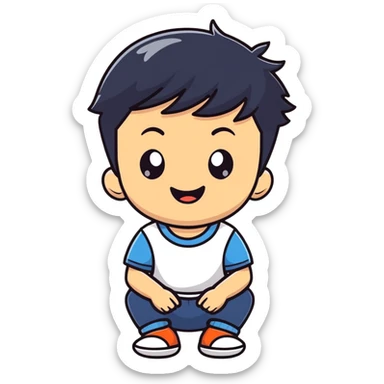 Cute little boy with a playful expression sticker