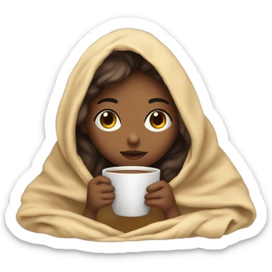girl inside a blanket sipping coffee eyes closed sticker
