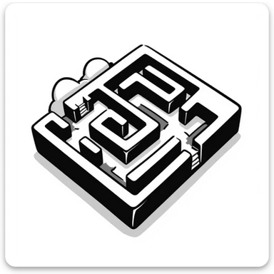 a maze in a hand-drawn doodle style, black lines sticker
