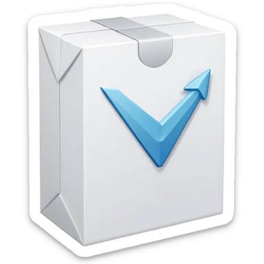 clean boutique style minimal package with a subtle arrow, elegant and modern aesthetic sticker