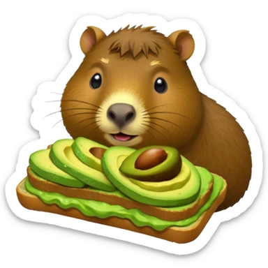 Capybara eating avocado toastc sticker