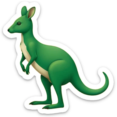 A green silhouette of a kangaroo standing side on facing left ways in a yellow circle in a green rectangle please make it like a flag? sticker