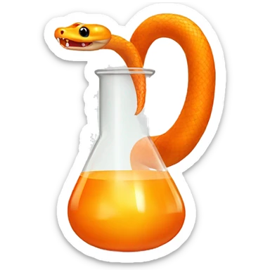 orange snake doing science experiment sticker