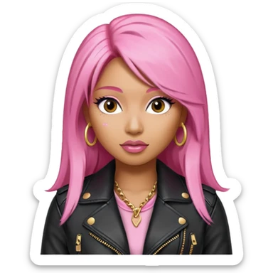 Nicki Minaj pink hair wear leather jacket sticker
