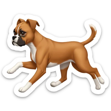 boxer dog running sticker