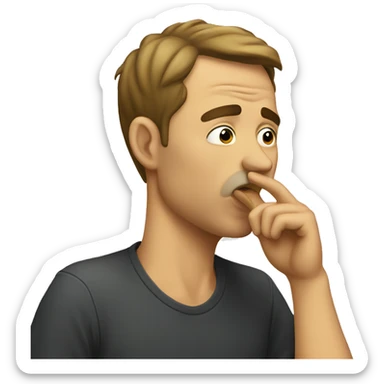 dumb guy picking his nose  sticker