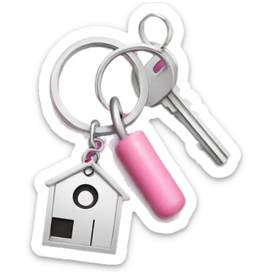 Pink key chain with silver key sticker