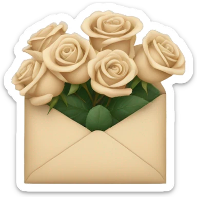 Beige roses in an envelope sticker