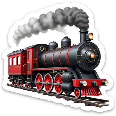 straight on view of an old-fashion steam train coming down the tracks sticker