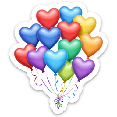 heart with rainbow balloons sticker