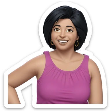 smiling girl with black hair sticker