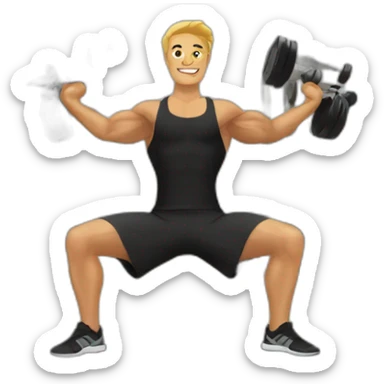 guy workout in gym with dumbell shoulder press sticker
