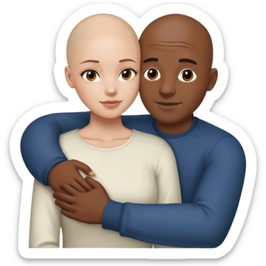 Bald black man hugging White brunette female 
 sticker