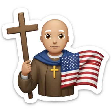 Bald eagle holding American flag above a cross and Jesus  sticker